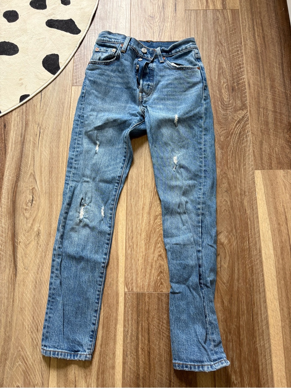 Levi's Straight-Leg Distressed Blue Jeans - Women's